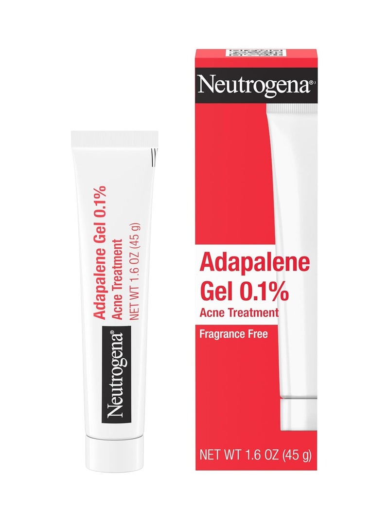 Adapalene Gel Acne Treatment, 0.1% Adapalene Acne Medication for Pimples & Blemishes, Once Daily Topical Retinoid Gel to Help Fight Breakouts, Oil- & Fragrance-Free, 1.6 oz 45 ggrams