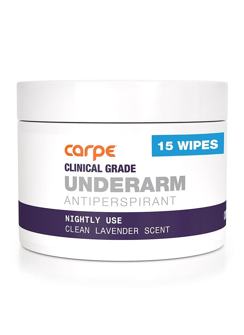 Carpe Clinical Grade Underarm Wipes - New, Unrivaled Antiperspirant Wipes For Armpit Sweat Prevention. Combat Sweat, Block Excessive Sweating, & Help Control Hyperhidrosis.15 Anti Sweat Wipes.