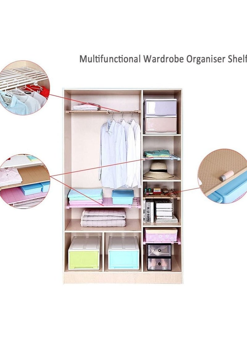 Tension Shelf Expandable Clothes Closet Organizer Rack Adjustable DIY Wardrobe Dividers Separator White