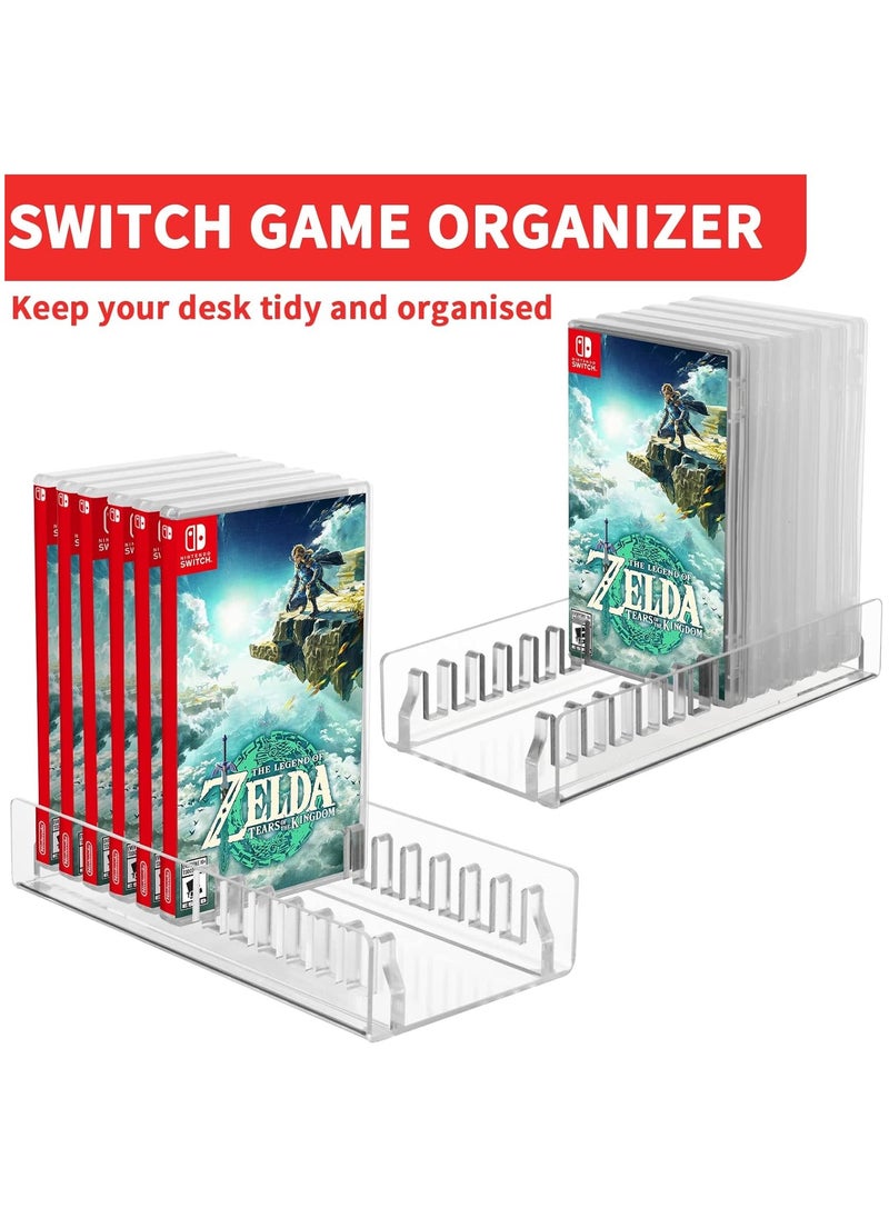 Acrylic Game Storage Organizer Stand Compatible with Nintendo Switch Game Card Case, Upgraded Switch Game Display Holder Fits up to 12 Games Box - Clear