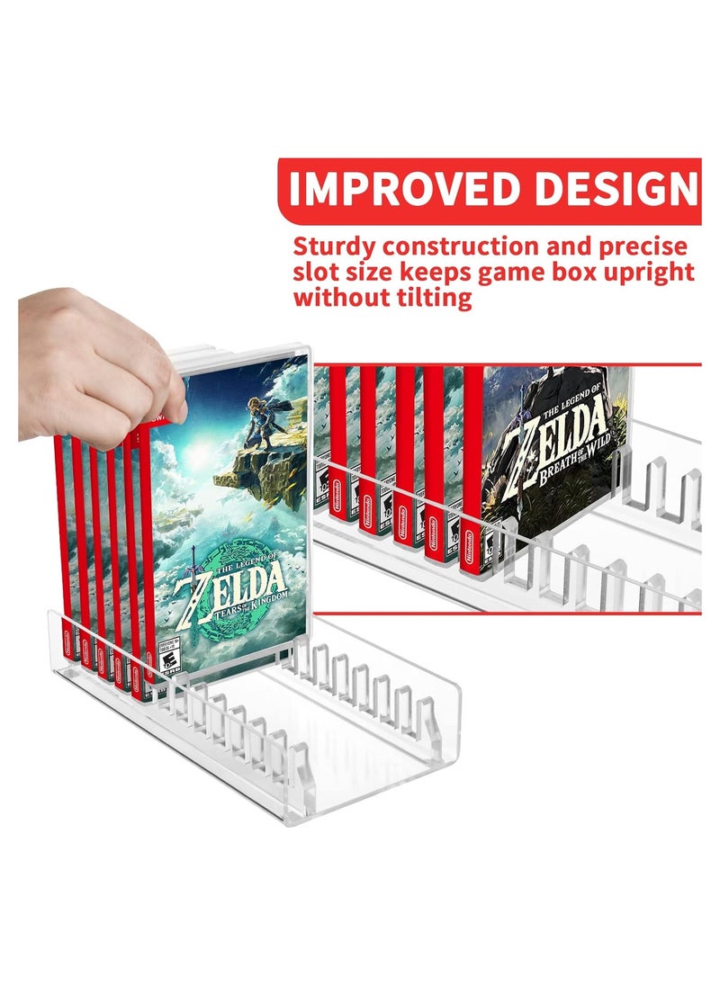 Acrylic Game Storage Organizer Stand Compatible with Nintendo Switch Game Card Case, Upgraded Switch Game Display Holder Fits up to 12 Games Box - Clear