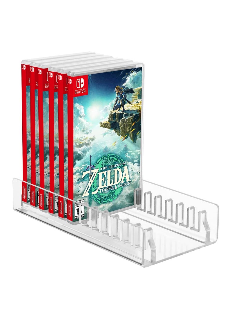 Acrylic Game Storage Organizer Stand Compatible with Nintendo Switch Game Card Case, Upgraded Switch Game Display Holder Fits up to 12 Games Box - Clear