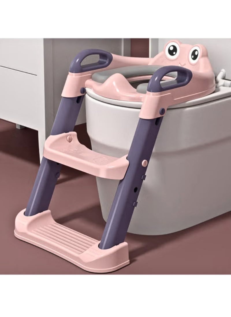 Foldable Toilet Training Seat With Adjustable Step Stool Ladder