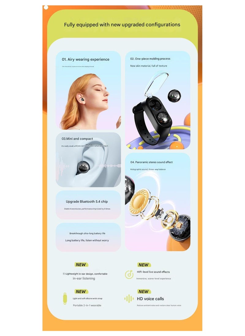 360° Panoramic Sound Bluetooth 5.4 Earphones, Cloud-like Comfortable Wearing, Super Long Battery Life,Hanging Rope Earphones, Sleep Earphones, Compact In Ear Wireless Bluetooth Earphones