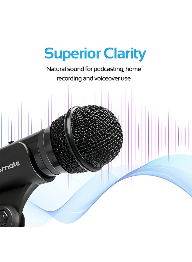 Universal Digital Dynamic Vocal Microphone, 3.5mm Connector Stereo Multimedia Condenser Vocal Microphone Stand for Laptop, PC, Digital Voice Recorder PC Tweeter-9 Black