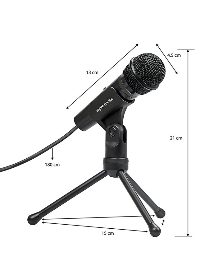 Universal Digital Dynamic Vocal Microphone, 3.5mm Connector Stereo Multimedia Condenser Vocal Microphone Stand for Laptop, PC, Digital Voice Recorder PC Tweeter-9 Black