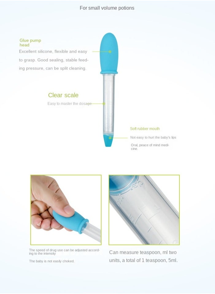 The 6-piece Set Includes  Feeder And Snot-sucking Device Suitable For Newborn Babies. The Set Is Safe And Easy To Carry To Solve The Problem Of Medication And Feeding (Blue)