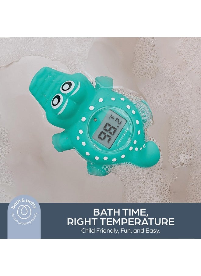 Floating Crocodile Bath Thermometer - Water Temperature Monitoring For Newborns, Infants, Toddlers - Croc Toy With Fahrenheit Display
