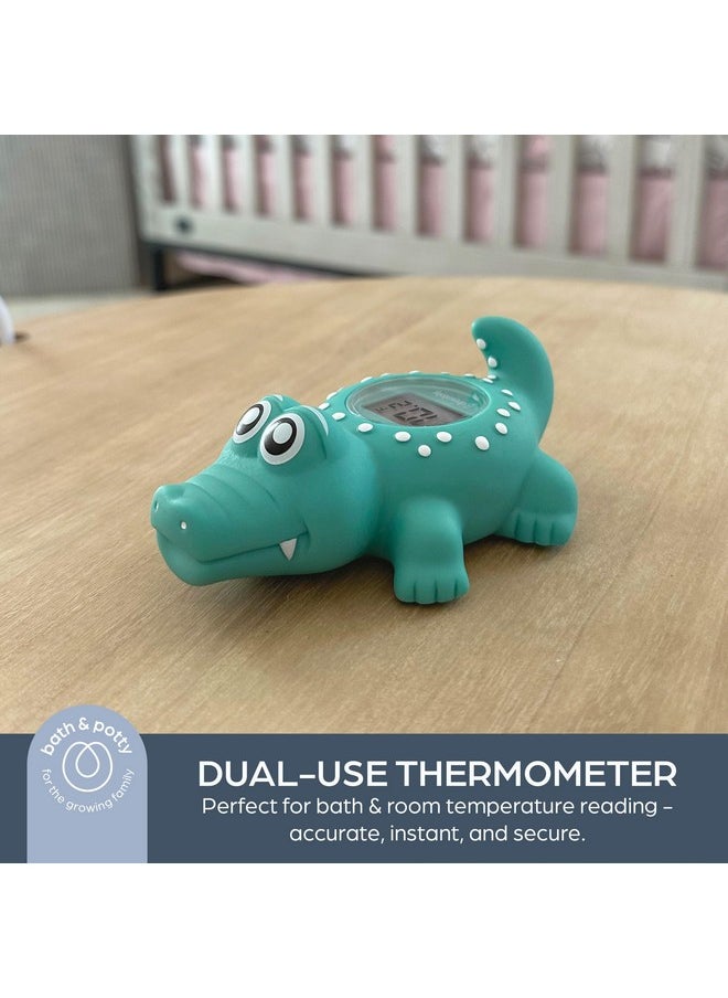 Floating Crocodile Bath Thermometer - Water Temperature Monitoring For Newborns, Infants, Toddlers - Croc Toy With Fahrenheit Display