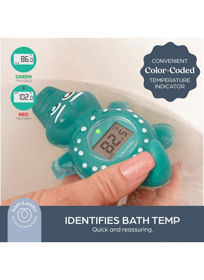 Floating Crocodile Bath Thermometer - Water Temperature Monitoring For Newborns, Infants, Toddlers - Croc Toy With Fahrenheit Display
