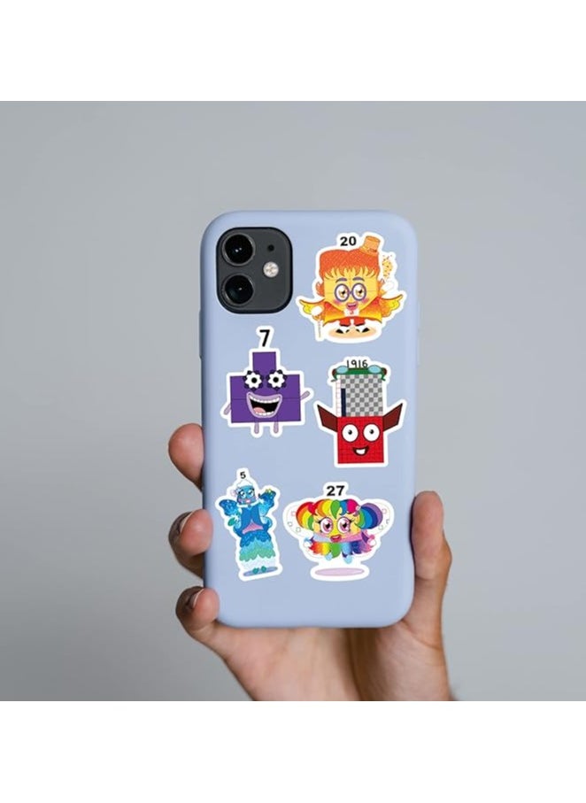 52pcs Numberblocks Animated TV Series Cartoon Deacls Graffiti Stickers Pack | Anime Vinyl PVC Waterproof Sticker for Teens Adults Kids Girl Water Bottle Skateboard Toys Scrapbook （Number Blocks）…