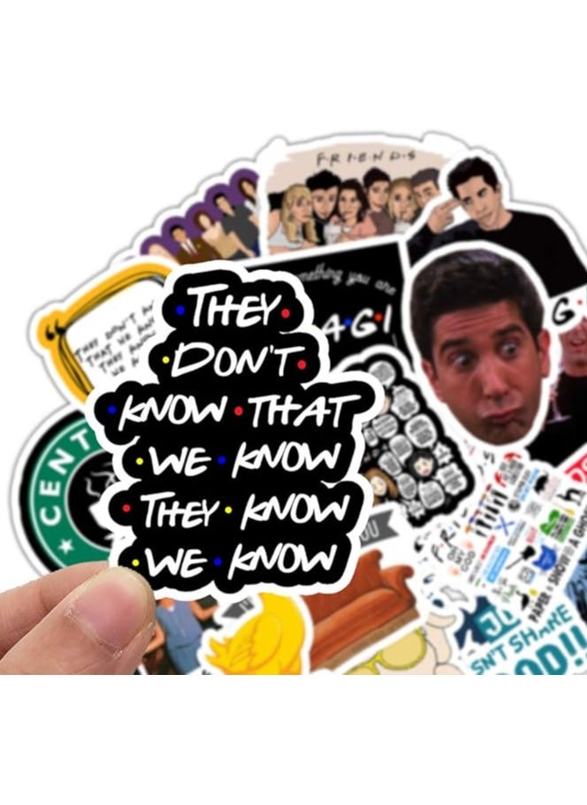 Laptop Stickers Friends Cartoon TV - Decals Vinyl Water Bottle Car Waterproof Bumper Computer Phone Case Book Skateboard Luggage Motorcycle Bike Helmet Decor Graffiti Patches [No-Duplicate] 50 Pack