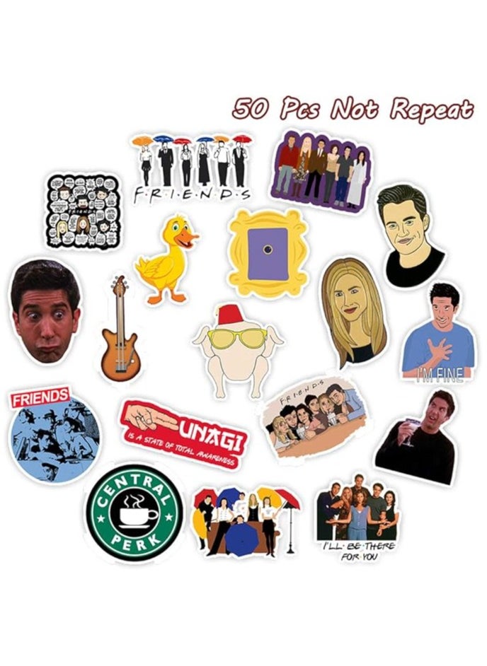 Laptop Stickers Friends Cartoon TV - Decals Vinyl Water Bottle Car Waterproof Bumper Computer Phone Case Book Skateboard Luggage Motorcycle Bike Helmet Decor Graffiti Patches [No-Duplicate] 50 Pack