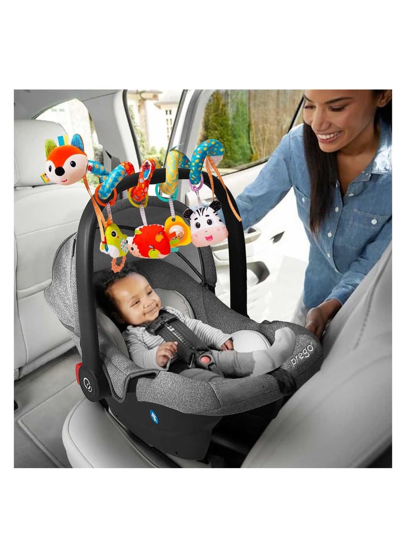 Stroller Toys Car Seat Toys for Babies Infants 0 to 6 Months Activity Spiral Plush Toys Hanging Toys Gift for Baby Boys and Girls 0 3 6 12 Months Newborn Sensory Toys with Rattles Squeaker Music Blue