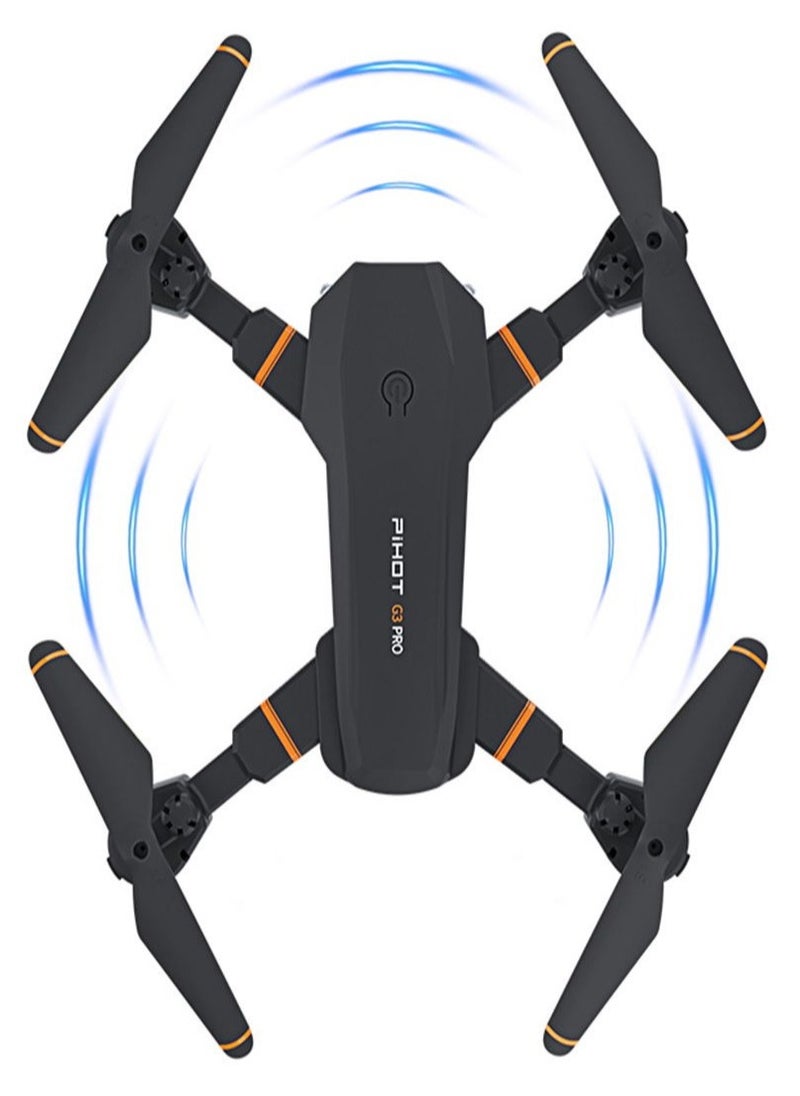 G3 Pro Drone – 4K Dual-Camera with 3-Way Obstacle Avoidance, Folding Four-Axis Design, Visual Positioning, Air Pressure Hovering, 1800mAh Battery, 20-Min Flight Time for Aerial Photography