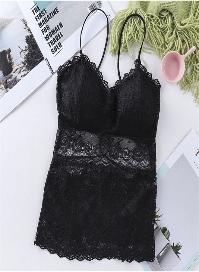 Fashion Trend Lace Vest Black