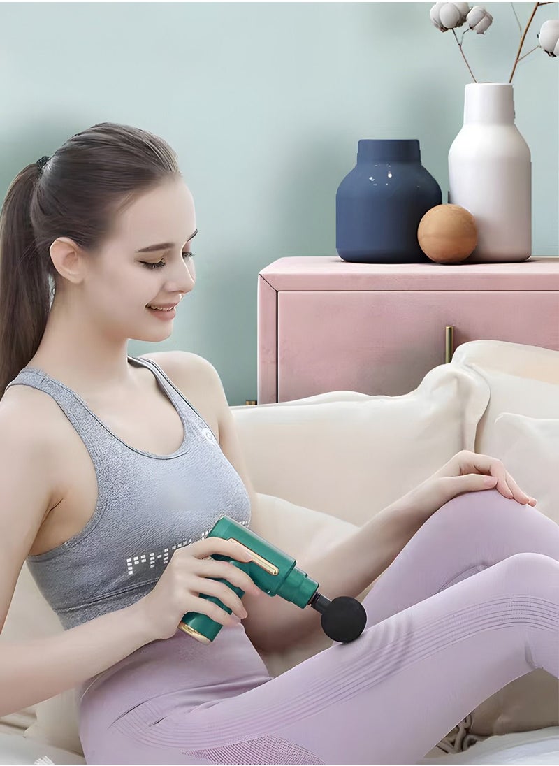 Mini Massage Gun Percussion Deep Tissues Muscle Massager with 6 Speeds Type-C Charging Ultra Quiet Portable Electric Handheld Body for Back Neck Pain Relief