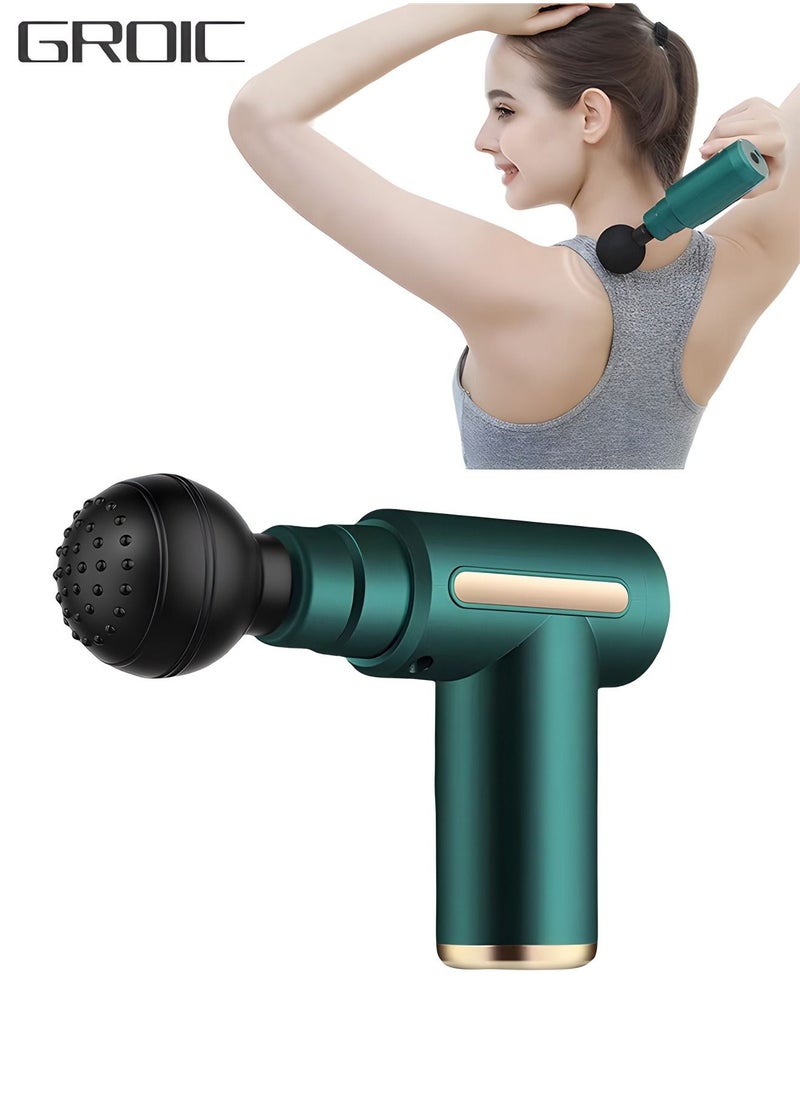 Mini Massage Gun Percussion Deep Tissues Muscle Massager with 6 Speeds Type-C Charging Ultra Quiet Portable Electric Handheld Body for Back Neck Pain Relief