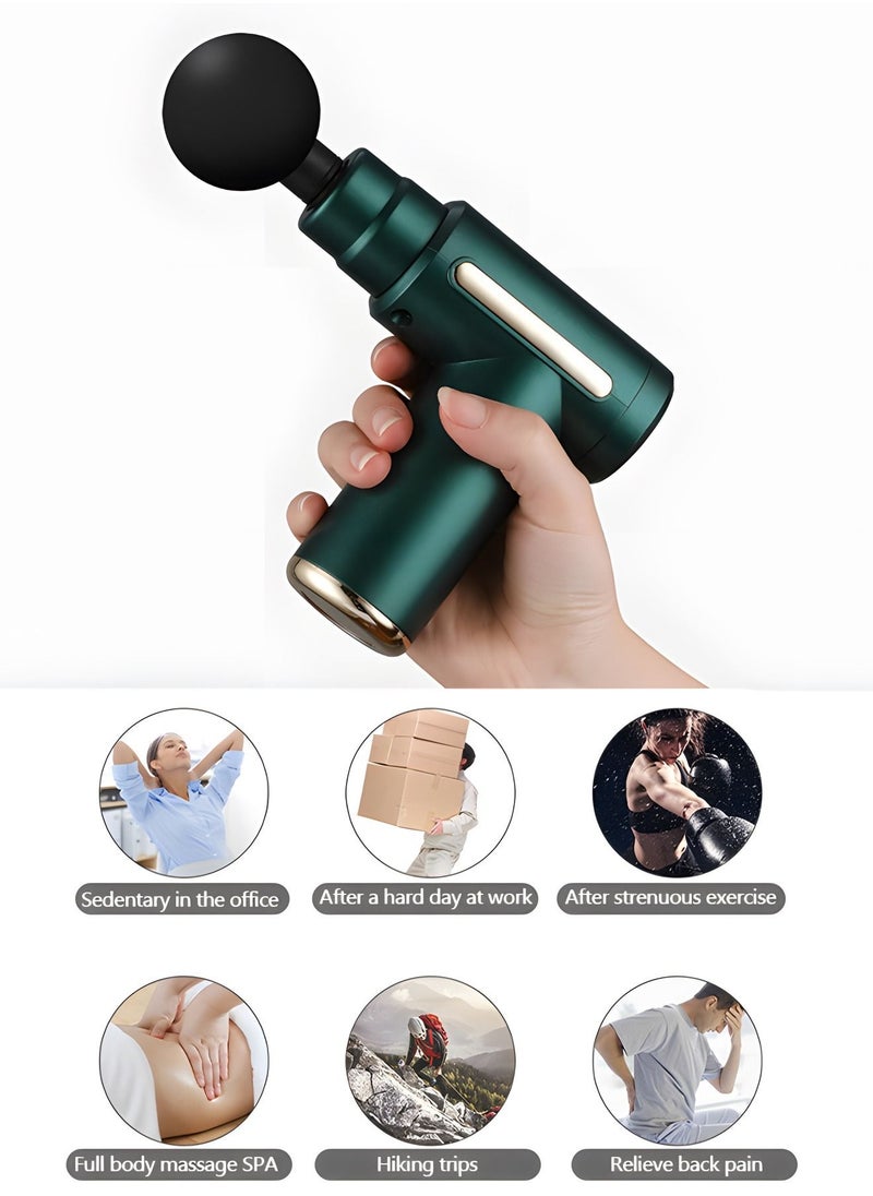 Mini Massage Gun Percussion Deep Tissues Muscle Massager with 6 Speeds Type-C Charging Ultra Quiet Portable Electric Handheld Body for Back Neck Pain Relief