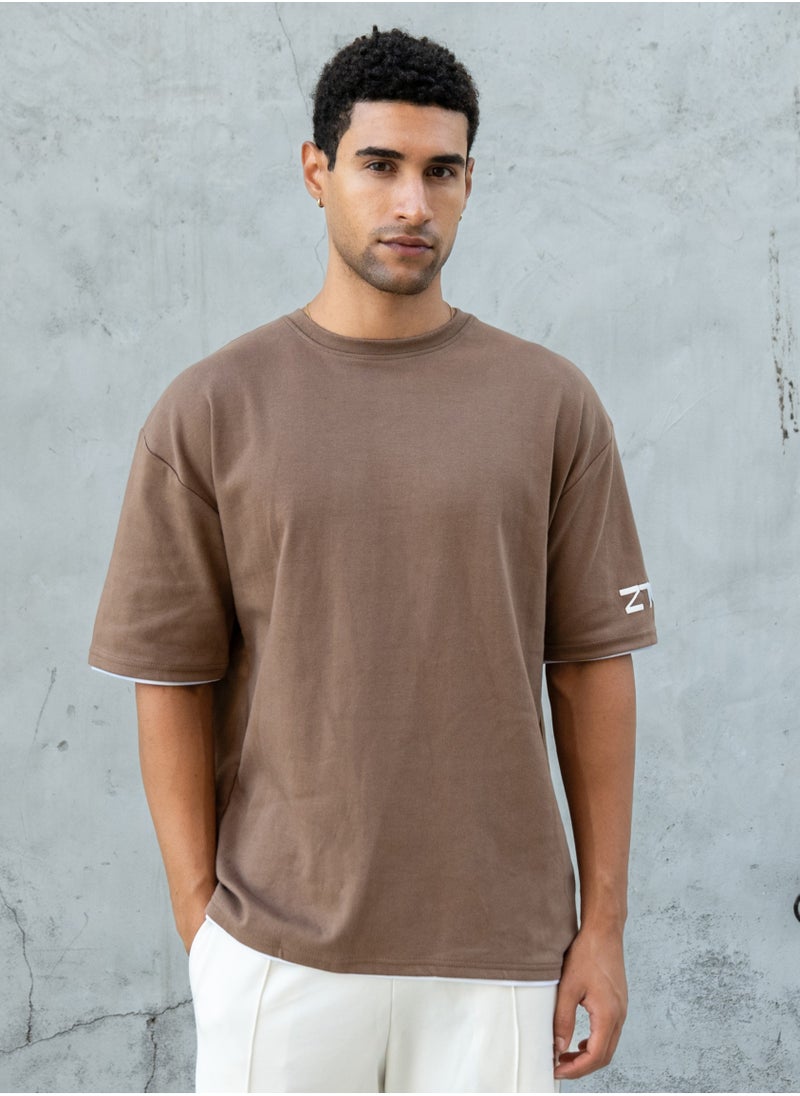 ZTOIQ Men’s Premium Oversized Tapestry T-Shirt with Applique Detailing | High-Quality Streetwear