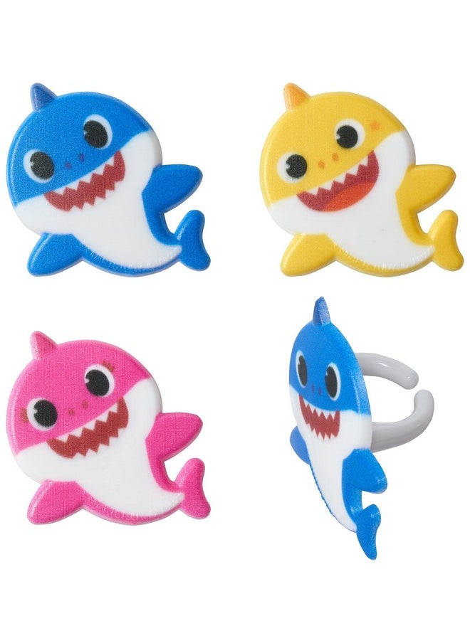 Pinkfong Baby Shark 24 Cake Toppers - Blue, Pink, Yellow Cupcake Decorations For Birthday Celebrations