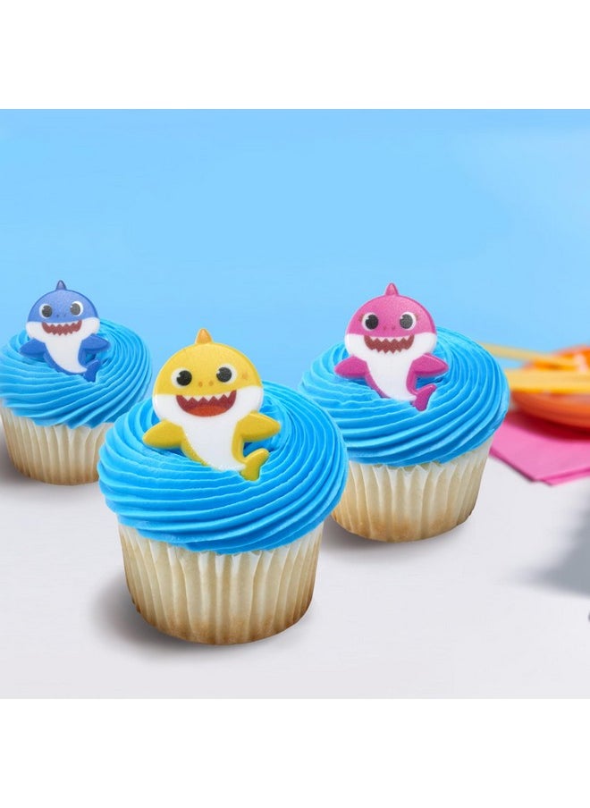 Pinkfong Baby Shark 24 Cake Toppers - Blue, Pink, Yellow Cupcake Decorations For Birthday Celebrations