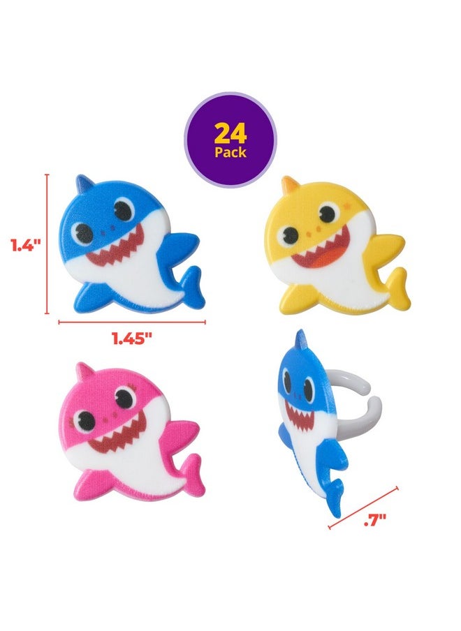 Pinkfong Baby Shark 24 Cake Toppers - Blue, Pink, Yellow Cupcake Decorations For Birthday Celebrations