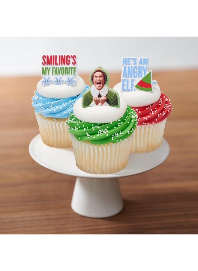 Elf Smiling'S My Favorite Festive Rings, Christmas Cupcake Decorations For Holiday Celebrations And Parties - 24 Pack