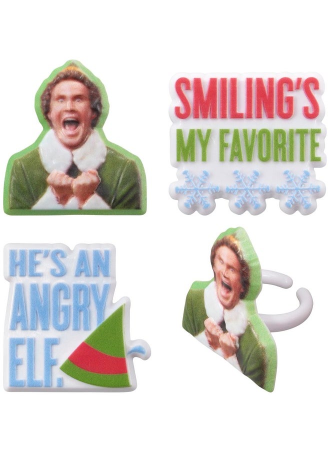 Elf Smiling'S My Favorite Festive Rings, Christmas Cupcake Decorations For Holiday Celebrations And Parties - 24 Pack