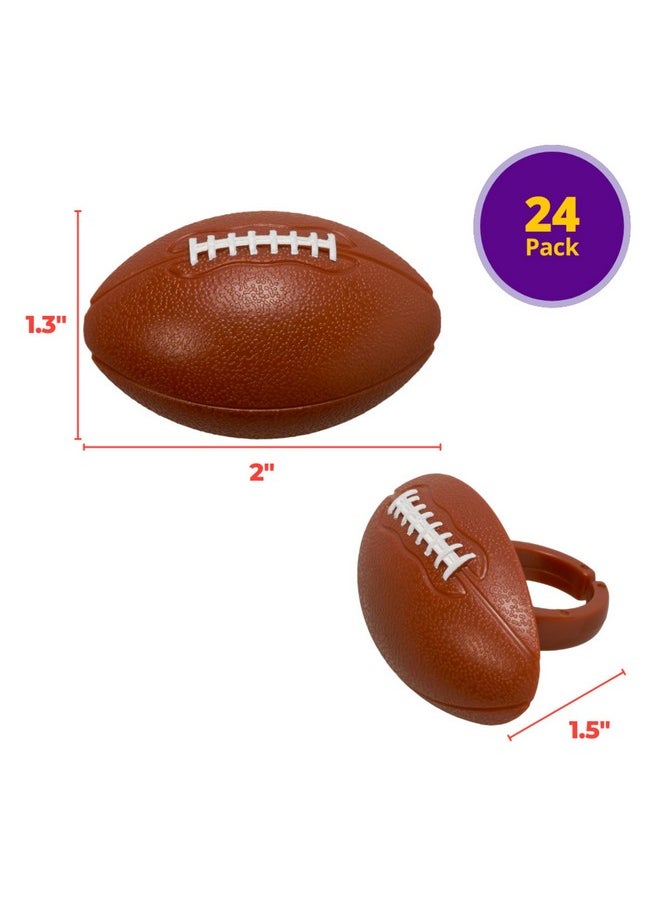 3D Football Rings, Cupcake Decorations, Food Safe Cake Toppers - 24 Pack