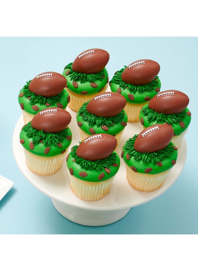 3D Football Rings, Cupcake Decorations, Food Safe Cake Toppers - 24 Pack