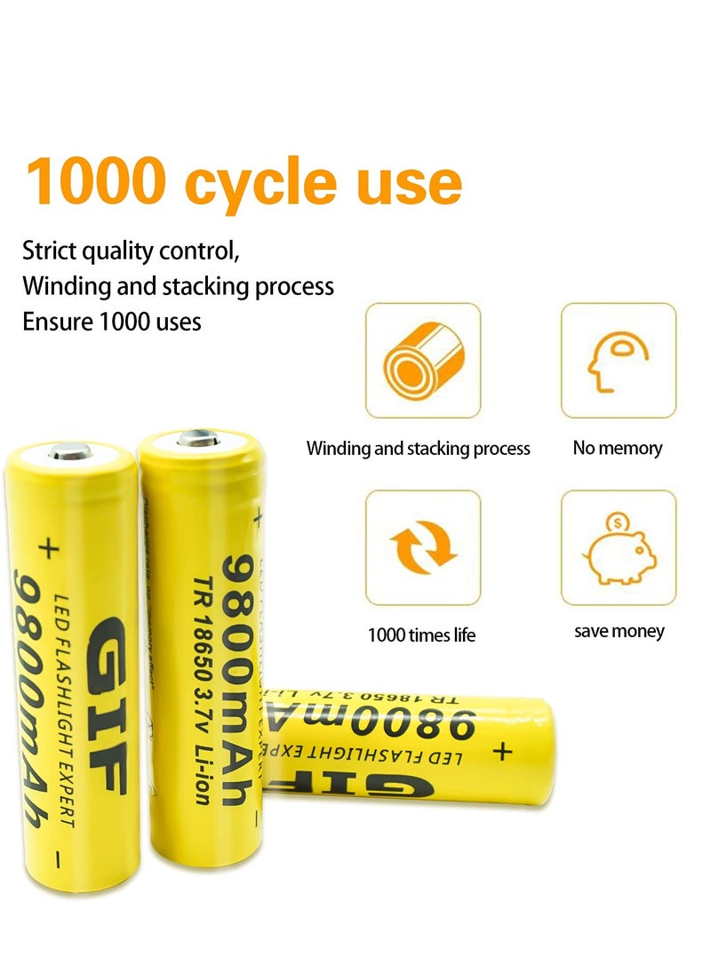 10pcs/set Universal 18650 Li-ion Rechargeable Battery Cell 3.7V 9800MAH Replacement Battery For Torch Flashlight