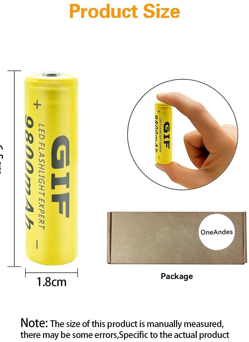 10pcs/set Universal 18650 Li-ion Rechargeable Battery Cell 3.7V 9800MAH Replacement Battery For Torch Flashlight