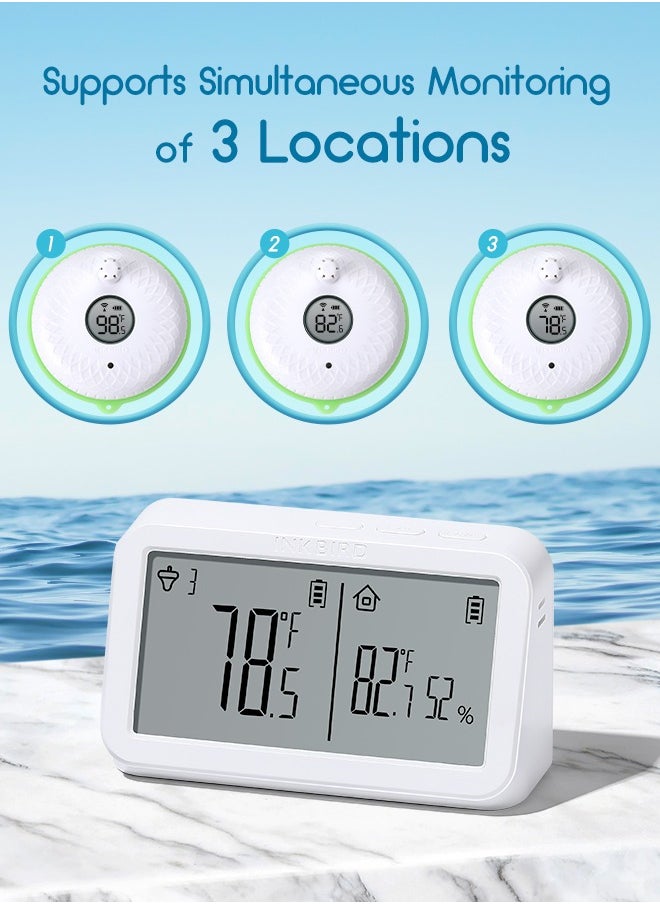 Inkbird Wireless Pool Thermometer Receiver Set IBS-P02R Up to 300 ft/90m Transmission IPX7 Waterproof Fast Synchronization Floating Thermometer for Swimming Pool Bathtub Hot Tub Hot Spring Aquarium