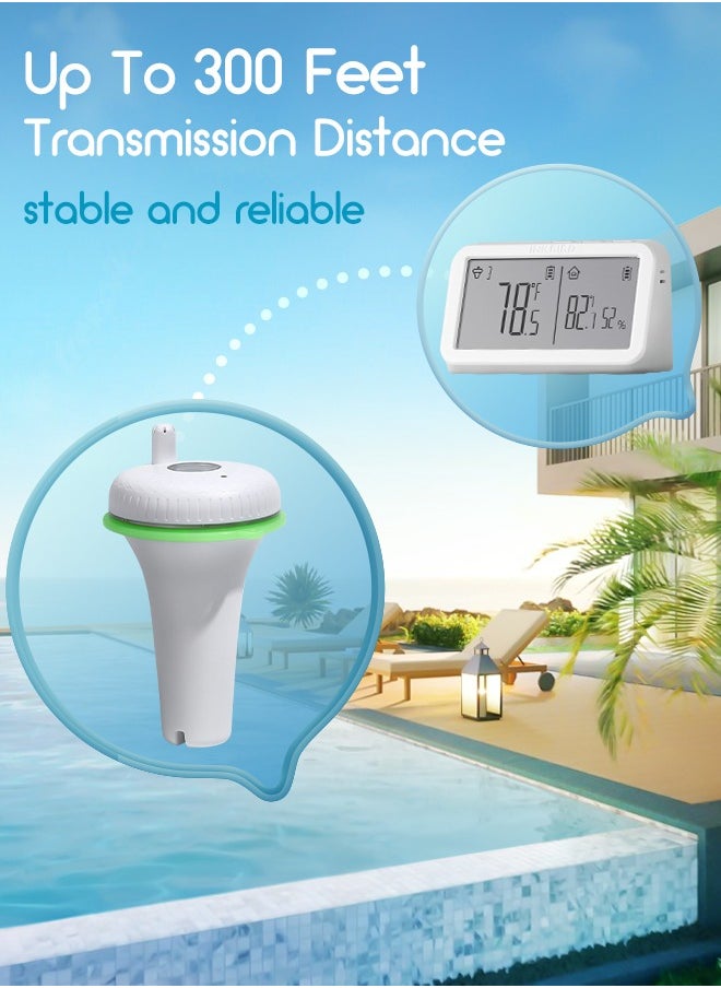 Inkbird Wireless Pool Thermometer Receiver Set IBS-P02R Up to 300 ft/90m Transmission IPX7 Waterproof Fast Synchronization Floating Thermometer for Swimming Pool Bathtub Hot Tub Hot Spring Aquarium