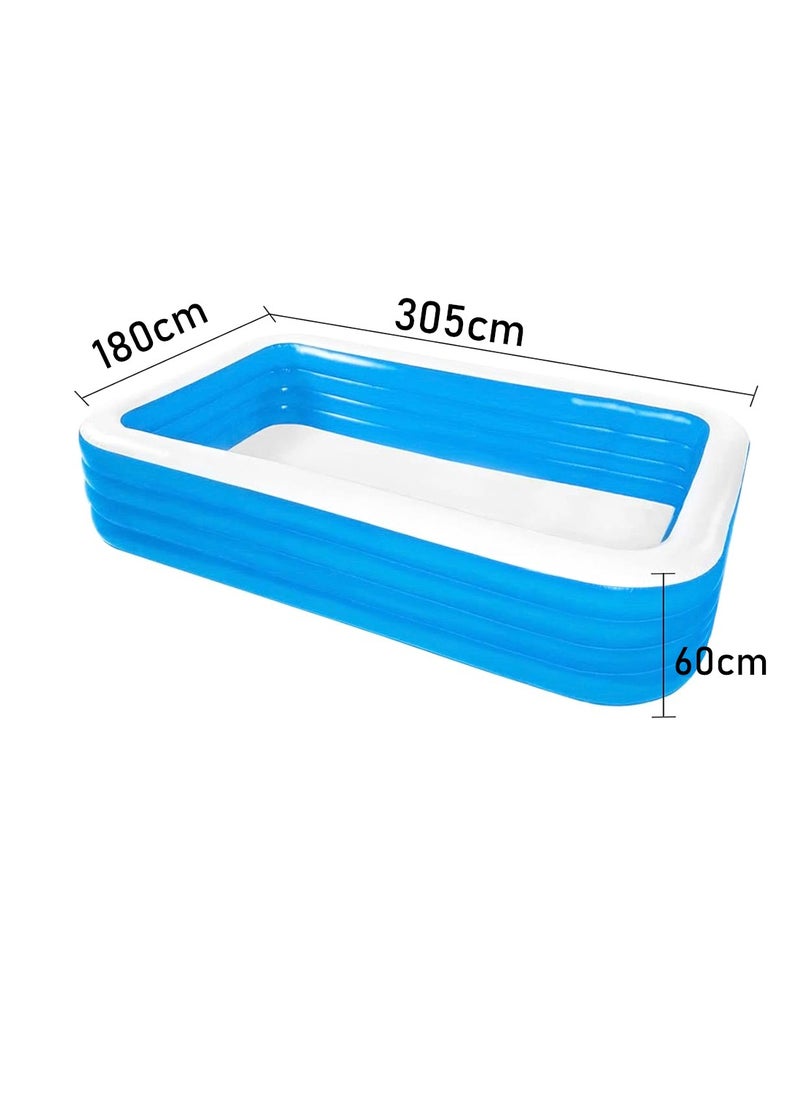 Inflatable Swimming Pool Big with Force Support and Sun Protection Durable Design for Comfortable Outdoor Fun, Green Lion GNINSPOOL3BL - Blue