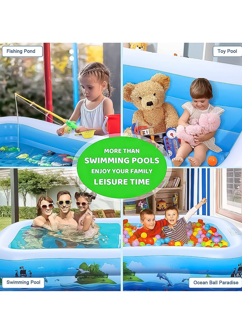 Inflatable Swimming Pool Big with Force Support and Sun Protection Durable Design for Comfortable Outdoor Fun, Green Lion GNINSPOOL3BL - Blue