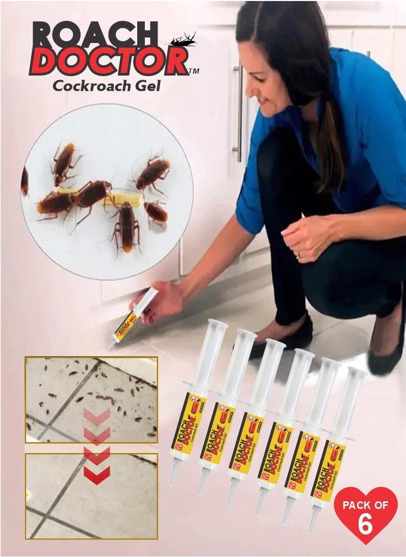 Cockroach Control Gel Bait - Roach Doctor’s Quick Fix for Infestations Pack Of 6