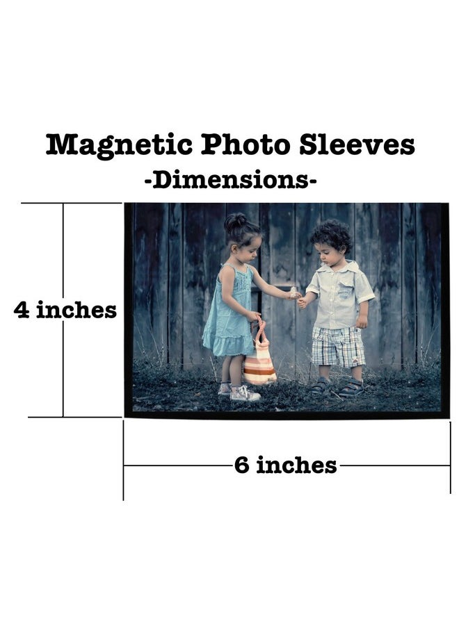 Magnetic Photo Sleeves For 4X6 Pictures - Set Of 11 - Easy Slide-In Display Pockets For Refrigerator & Metal Surfaces - Durable Filing Cabinet & Sheet Metal Memo Holders