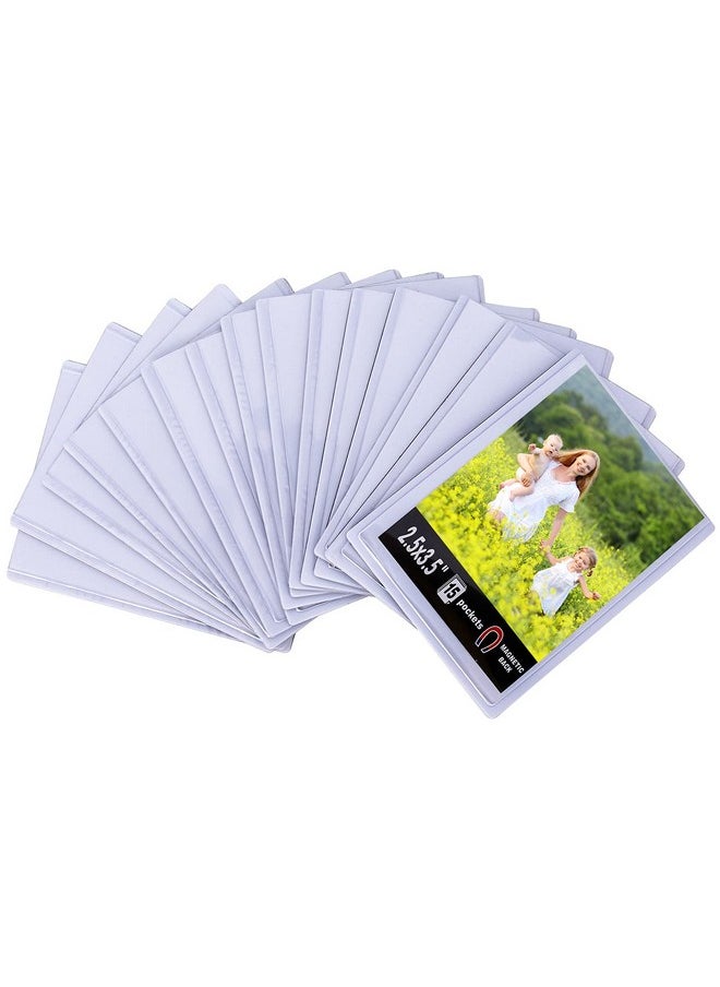 Magnetic Picture Frame,Magnetic Frame 2.5X3.5,Photo Magnets For Refrigerator,White,15 Pack