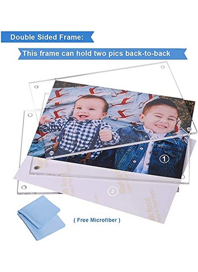8X8 Acrylic Picture Frame Clear Double Sided Magnetic Picture Frame Desktop Display With Photo Frame Support Stand Best Gift For Family, Baby, Document Photo Frames- Free Soft Microfiber