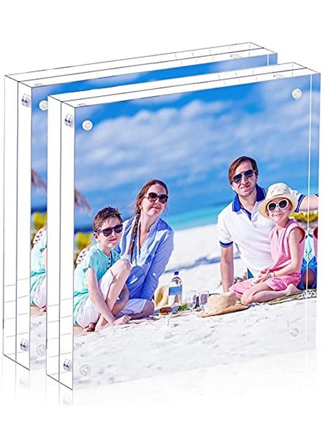 8X8 Acrylic Picture Frame Clear Double Sided Magnetic Picture Frame Desktop Display With Photo Frame Support Stand Best Gift For Family, Baby, Document Photo Frames- Free Soft Microfiber