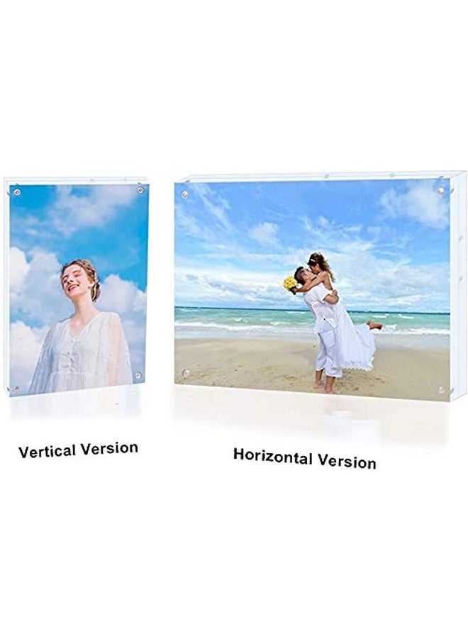 8X8 Acrylic Picture Frame Clear Double Sided Magnetic Picture Frame Desktop Display With Photo Frame Support Stand Best Gift For Family, Baby, Document Photo Frames- Free Soft Microfiber
