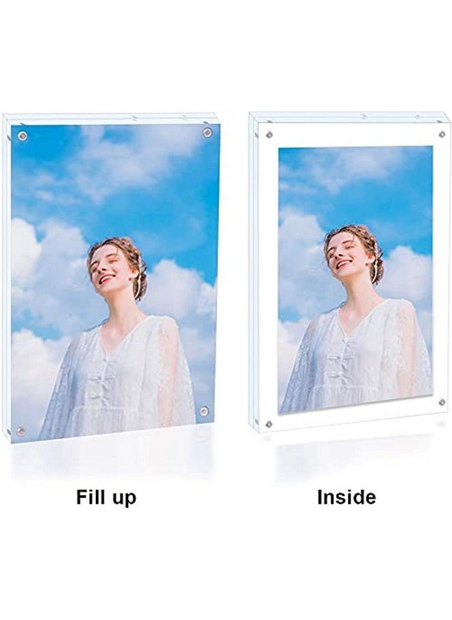 8X8 Acrylic Picture Frame Clear Double Sided Magnetic Picture Frame Desktop Display With Photo Frame Support Stand Best Gift For Family, Baby, Document Photo Frames- Free Soft Microfiber