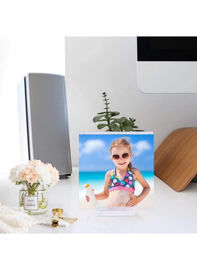 8X8 Acrylic Picture Frame Clear Double Sided Magnetic Picture Frame Desktop Display With Photo Frame Support Stand Best Gift For Family, Baby, Document Photo Frames- Free Soft Microfiber
