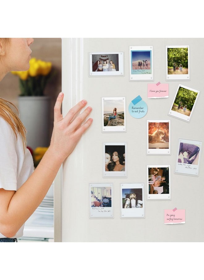 10 Pack Acrylic Polaroid Refrigerator Magnet Picture Frames, Clear Mini Frames For Instant Photos, 2.36 X 3.54 Inch Magnetic Instax Frame For Refrigerator Display