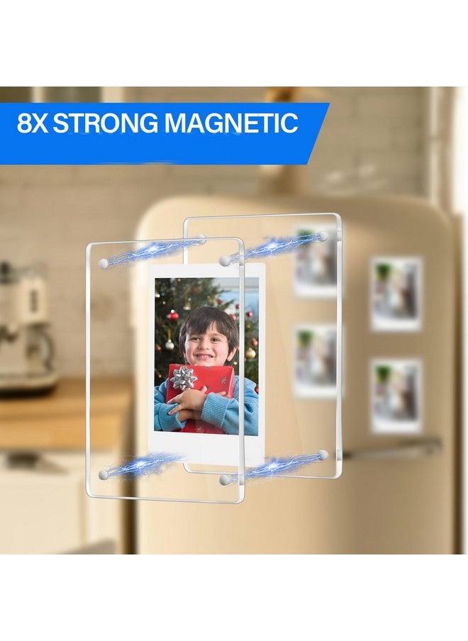 10 Pack Acrylic Polaroid Refrigerator Magnet Picture Frames, Clear Mini Frames For Instant Photos, 2.36 X 3.54 Inch Magnetic Instax Frame For Refrigerator Display