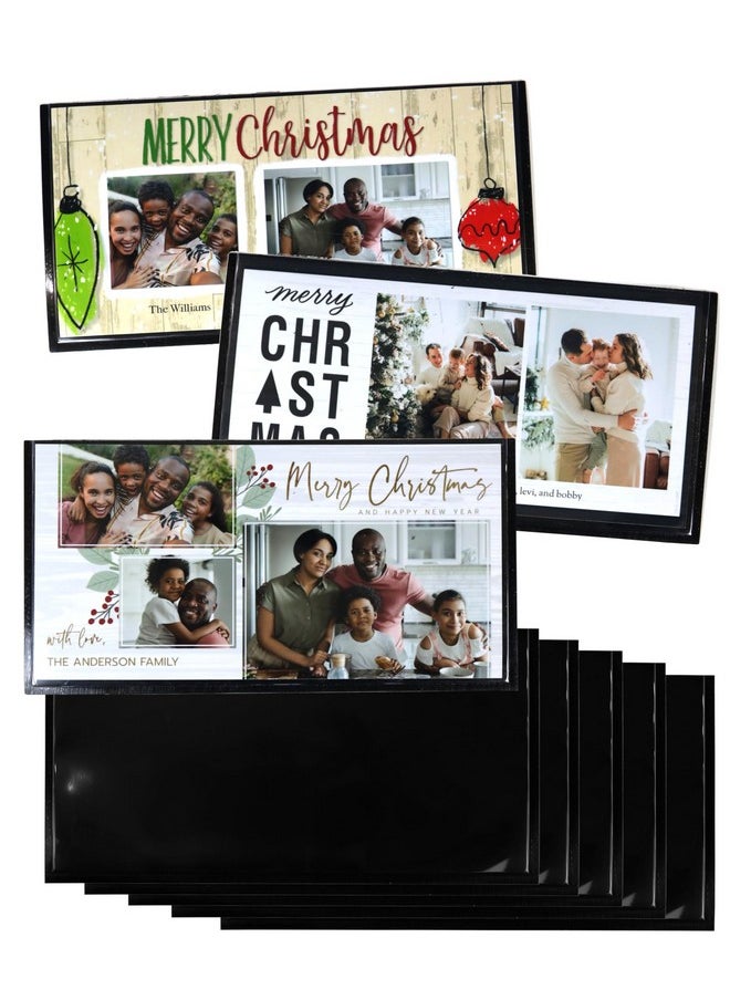 Christmas Greetings Picture Magnetic Photo Sleeves, Black, 8 X 4-Inch, 8 Pack