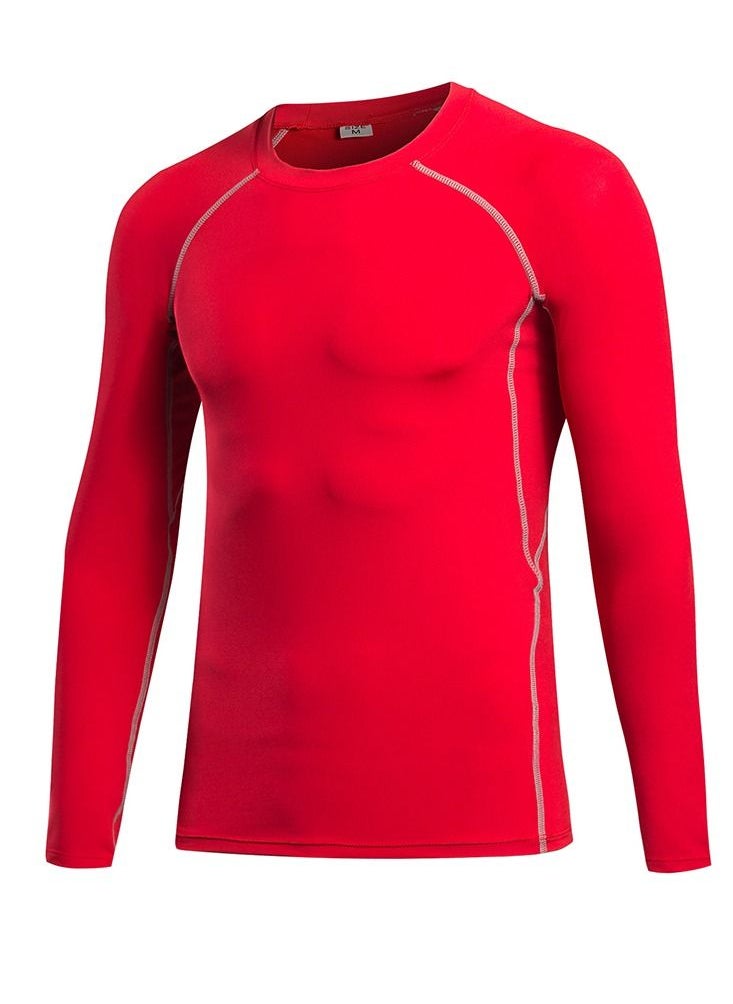 Men Quick Dry Long Sleeve T-Shirt Red