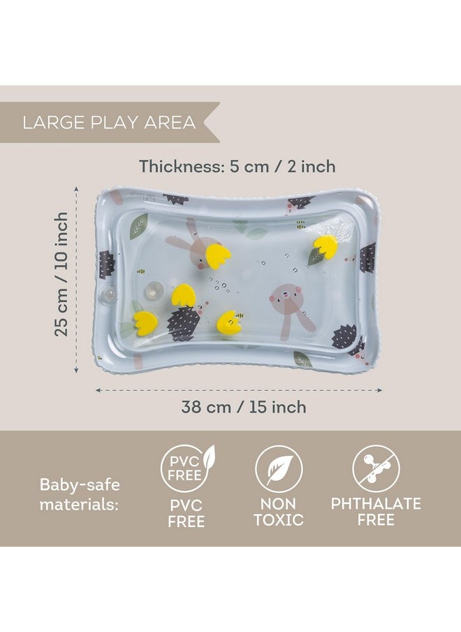 Tummy Time Water Mat For Babies - Stimulating Rabbit & Hedgehog Tummy Time Sensory Mat With Water Fill - Baby Tummy Time Play Mat, Water Mat For Babies, Infant Toys